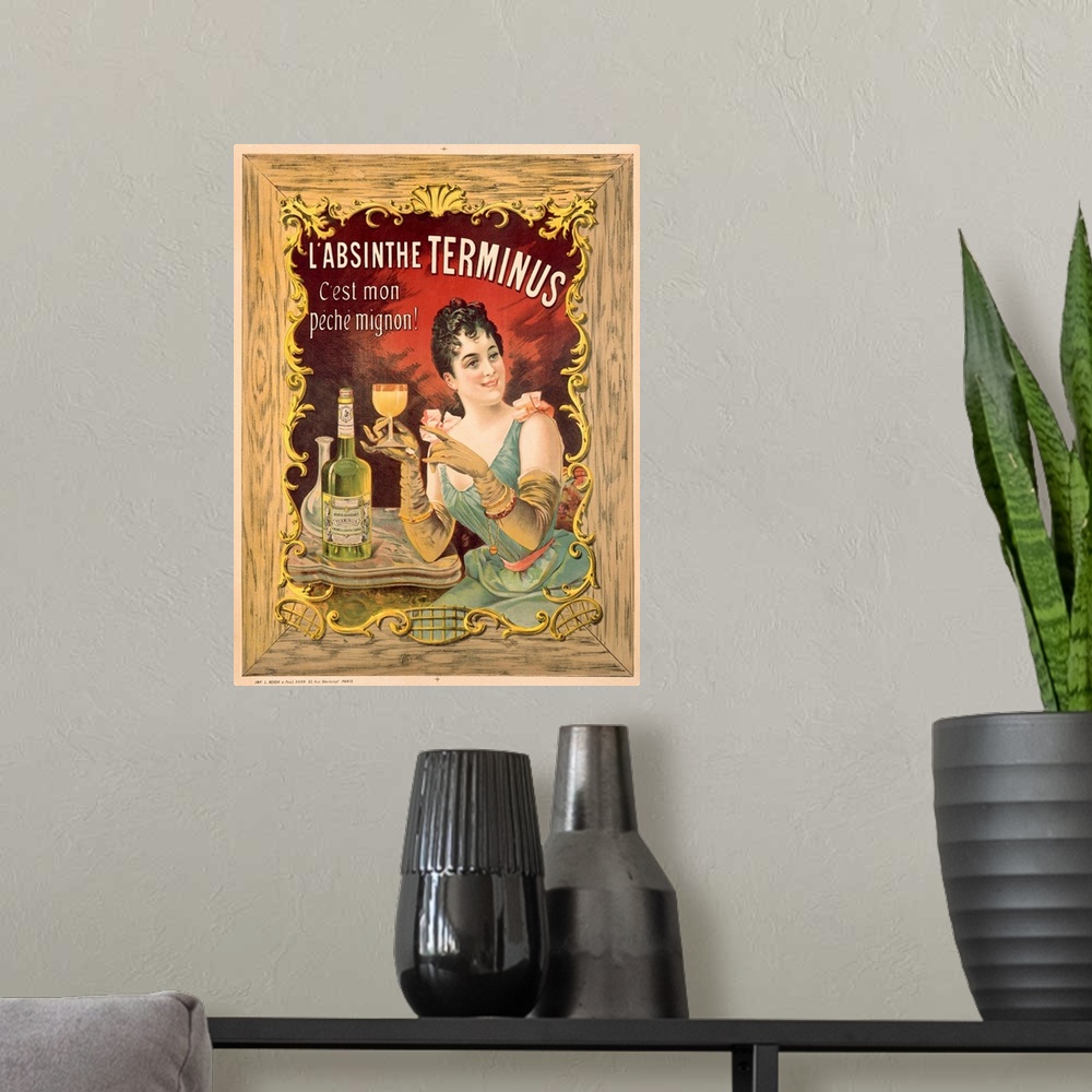 A modern room featuring LAbsinthe Terminus, Vintage Poster