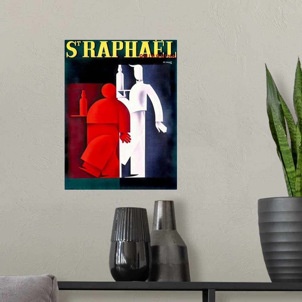 A modern room featuring Loupout St. Raphael Wine Vintage Advertising Poster