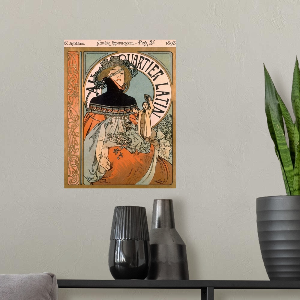 A modern room featuring Vintage Fashion Poster