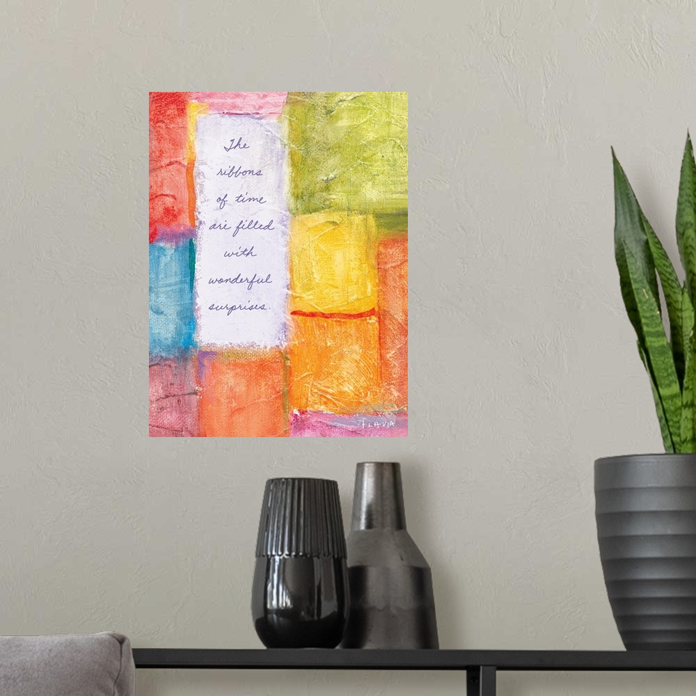 A modern room featuring Ribbons of Time Inspirational Print