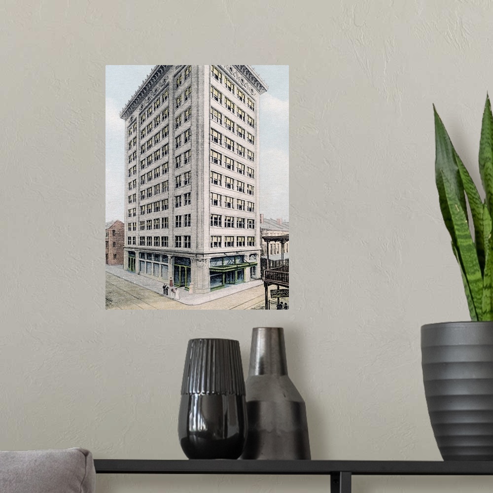 A modern room featuring The Van Antwerp Building Mobile Alabama Vintage Photograph