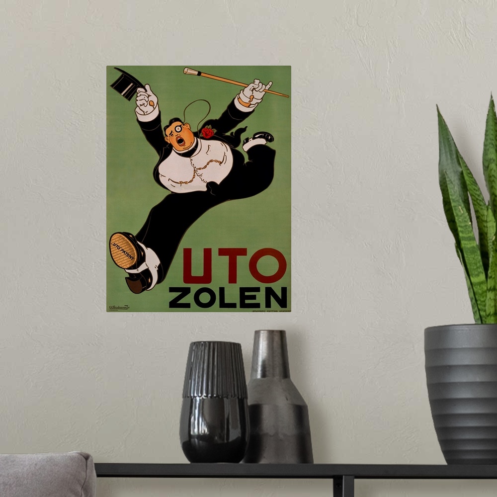 A modern room featuring Vintage Poster, Uto Zolen Shoes