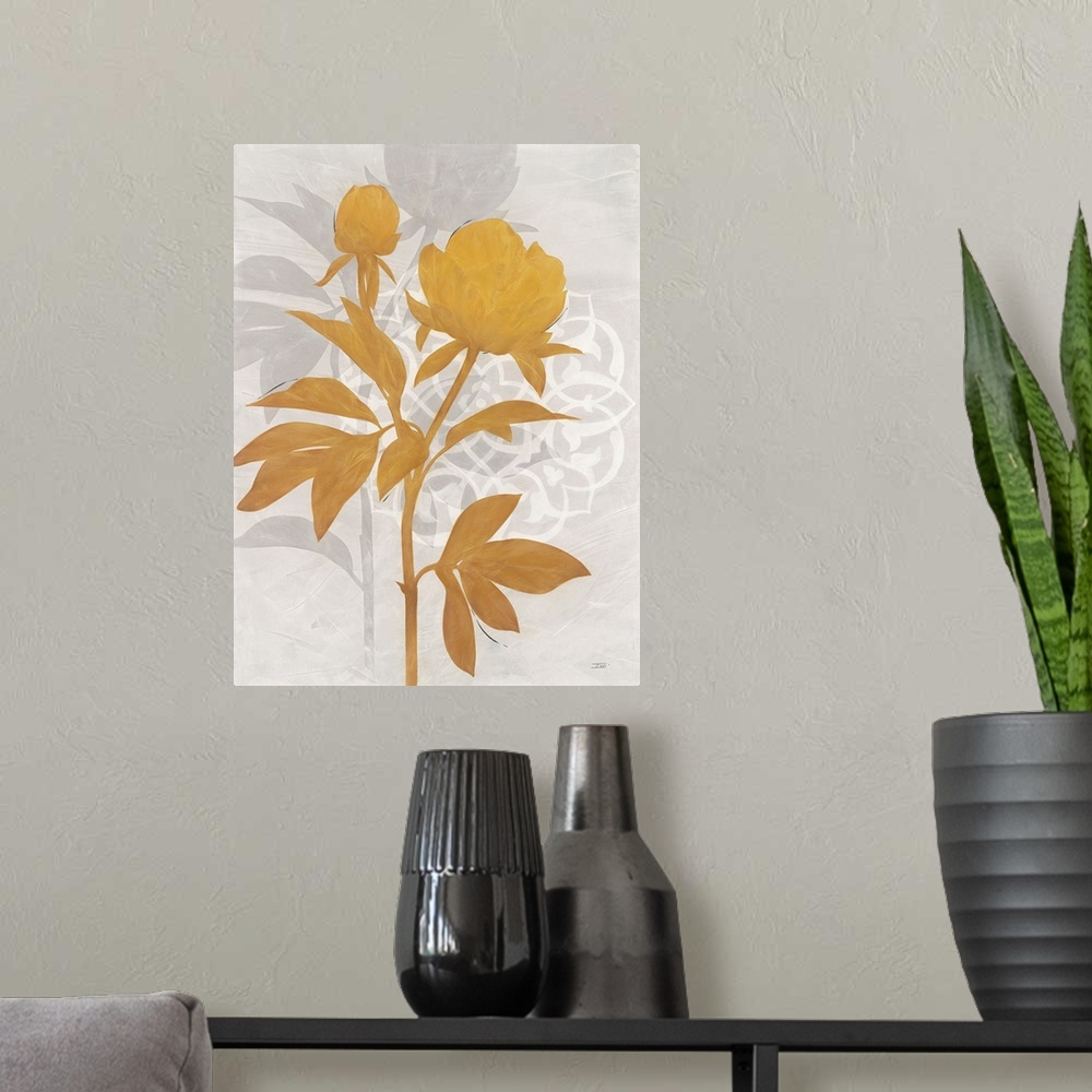 A modern room featuring Amber Peony I