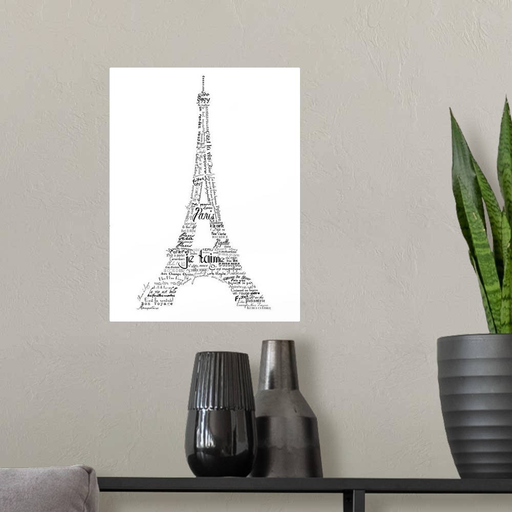 A modern room featuring As The French Say, Eiffel Tower