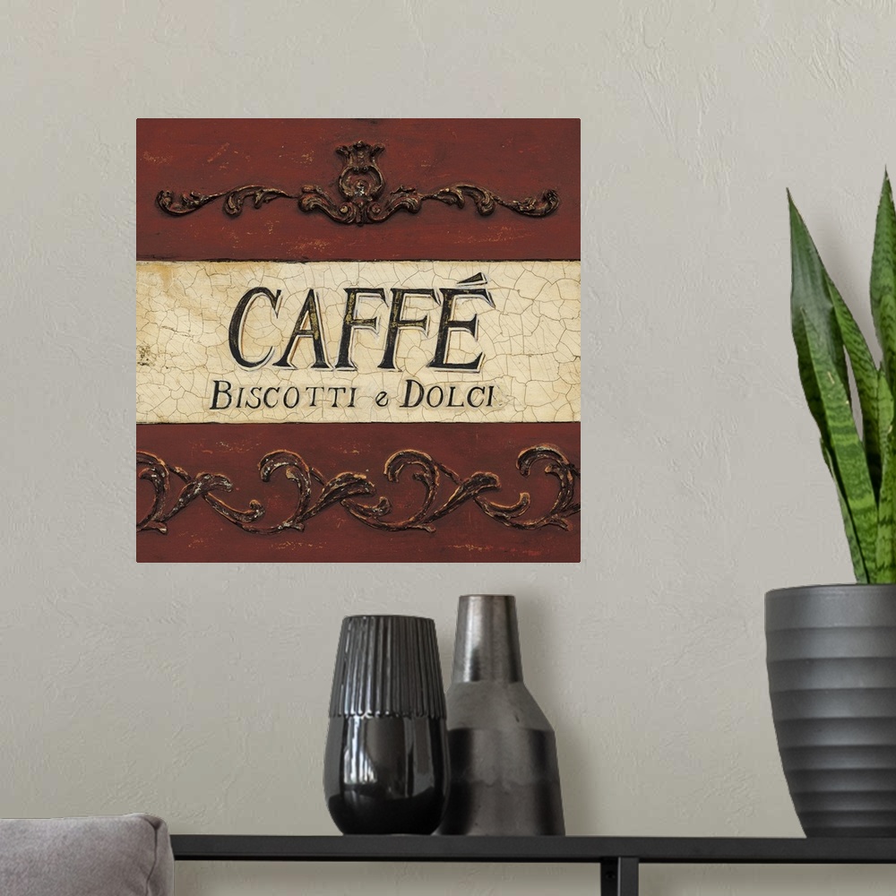 A modern room featuring Caffe Biscotti Plaque