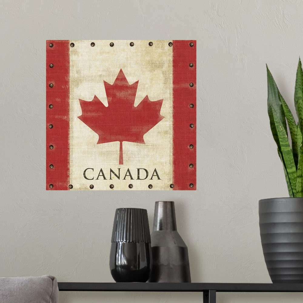 A modern room featuring Vintage Canadian Flag