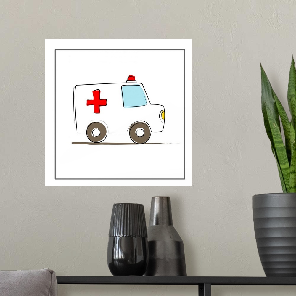 A modern room featuring ambulance