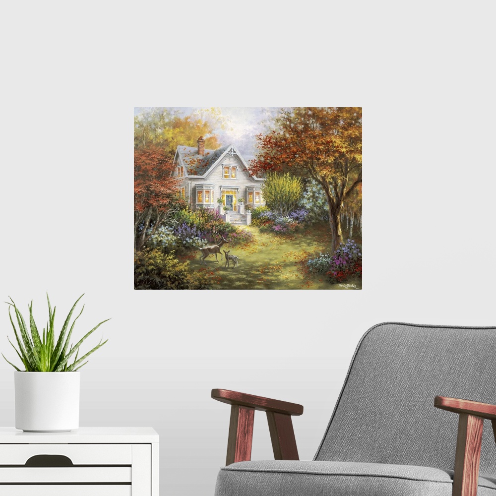 A modern room featuring Autumn Overtures