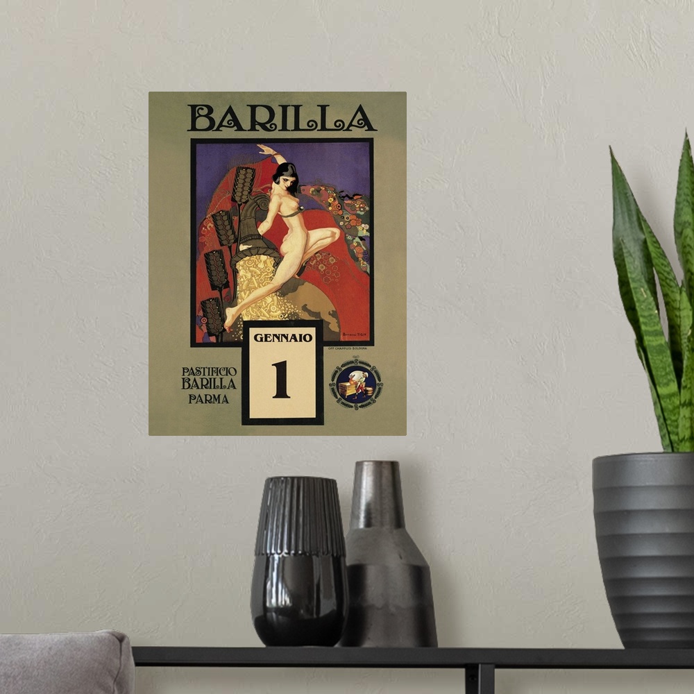 A modern room featuring Barilla - Vintage Pasta Advertisement