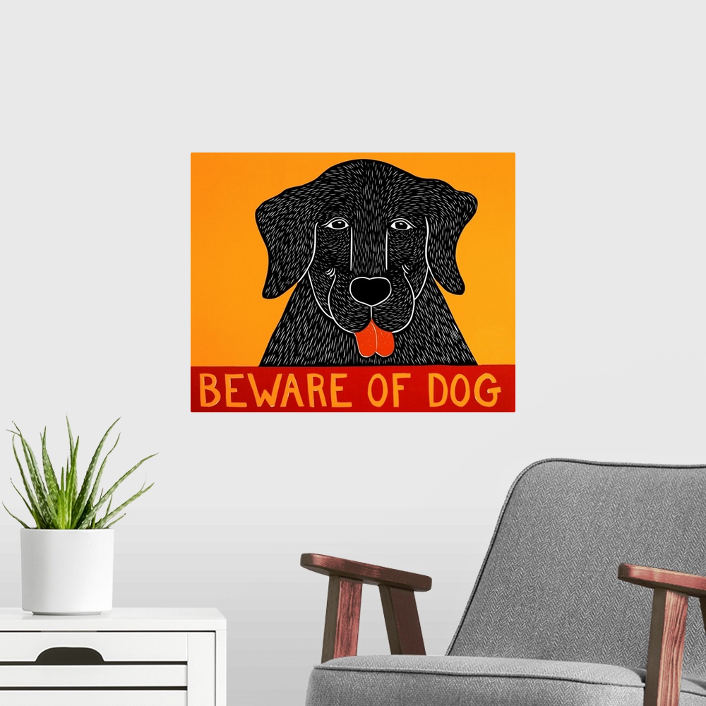 A modern room featuring Beware of Dog Black