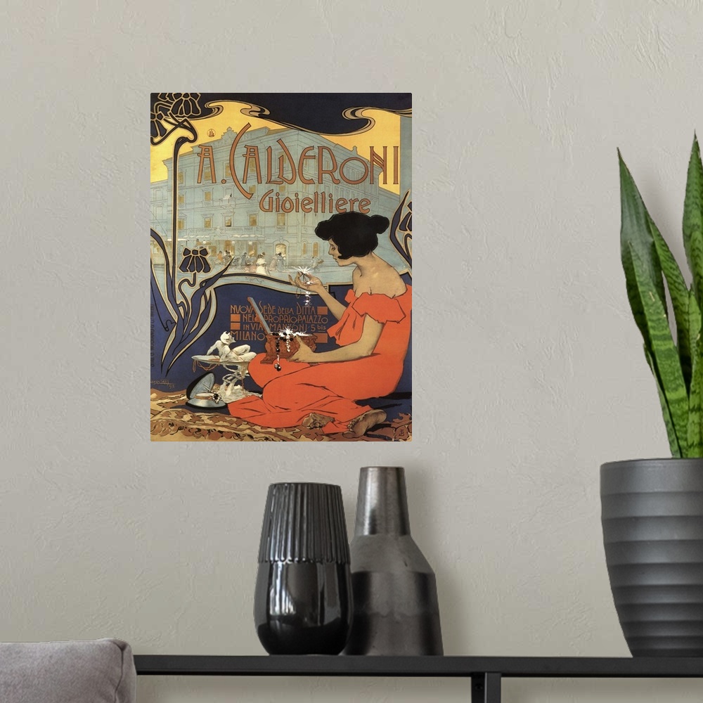 A modern room featuring Calderoni - Vintage Jewelry Advertisement