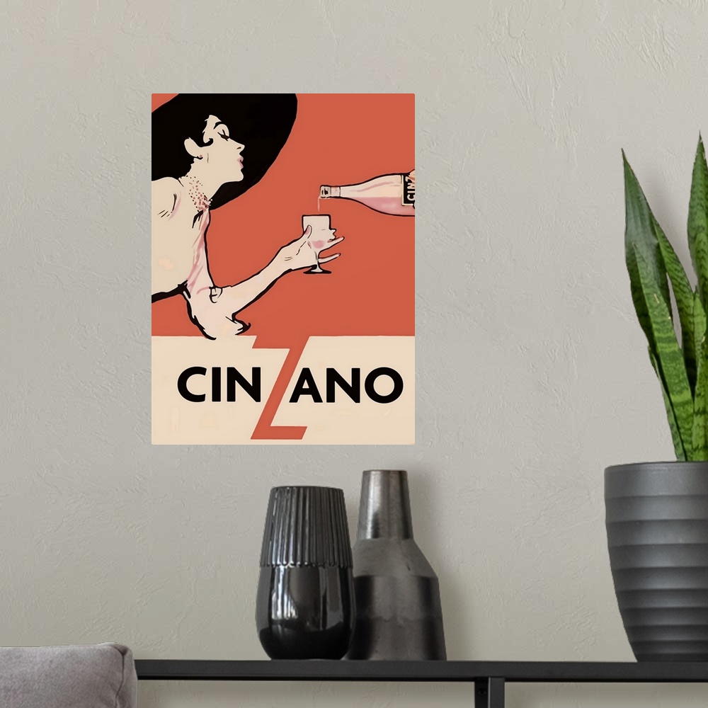 A modern room featuring Cinzano - Vintage Liquor Advertisement