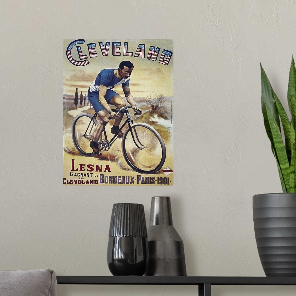 A modern room featuring Cleveland - Vintage Bicycle Advertisement