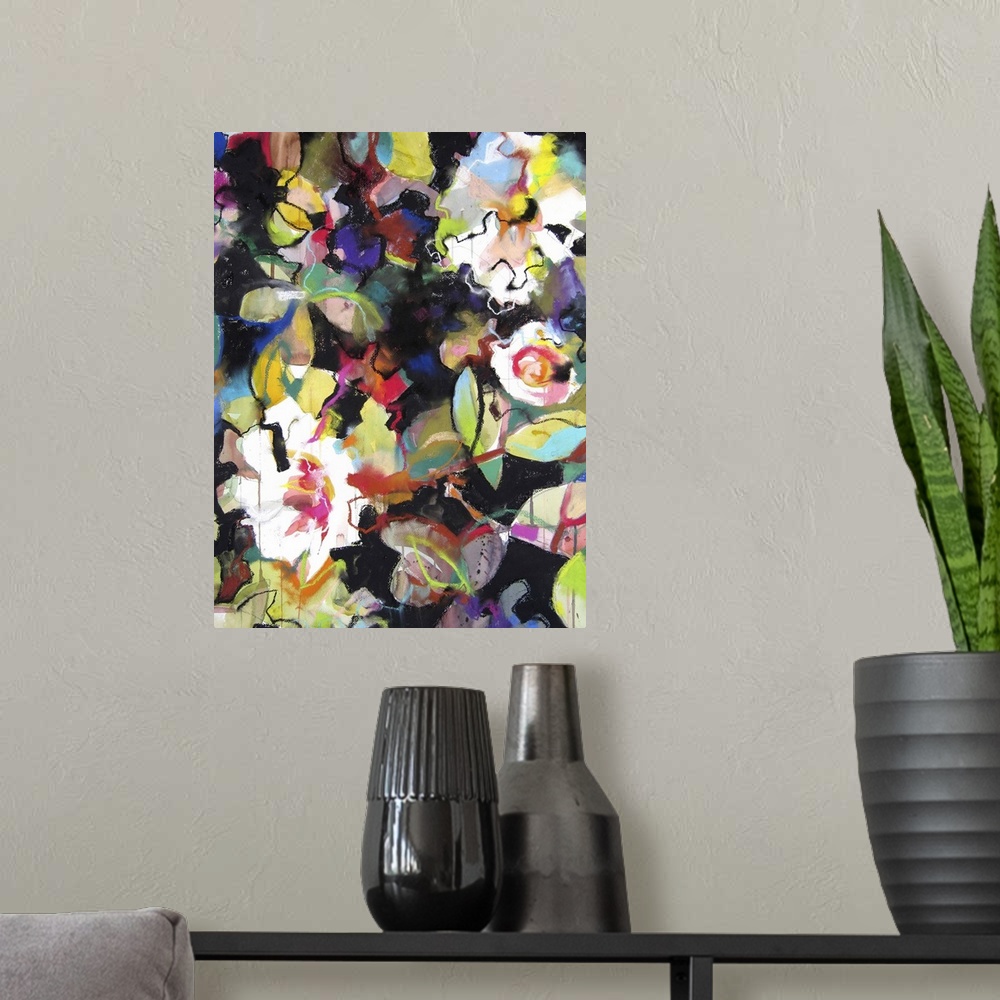 A modern room featuring Dark Floral Abstract