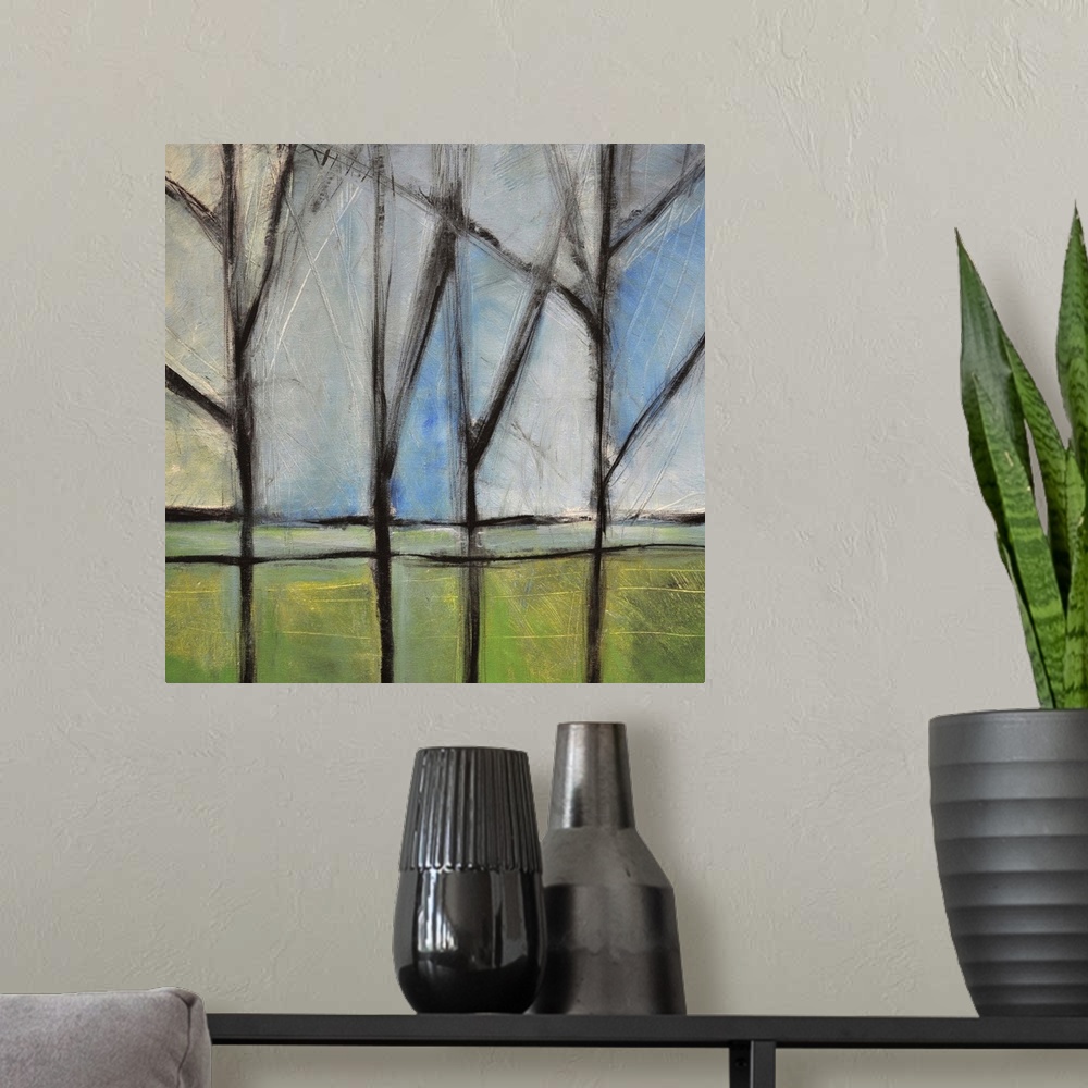 A modern room featuring Family Bare Trees