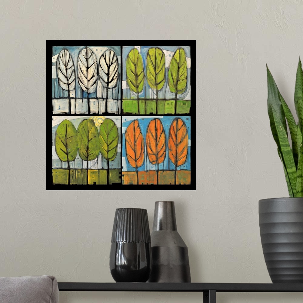 A modern room featuring Four Seasons Tree Series Square