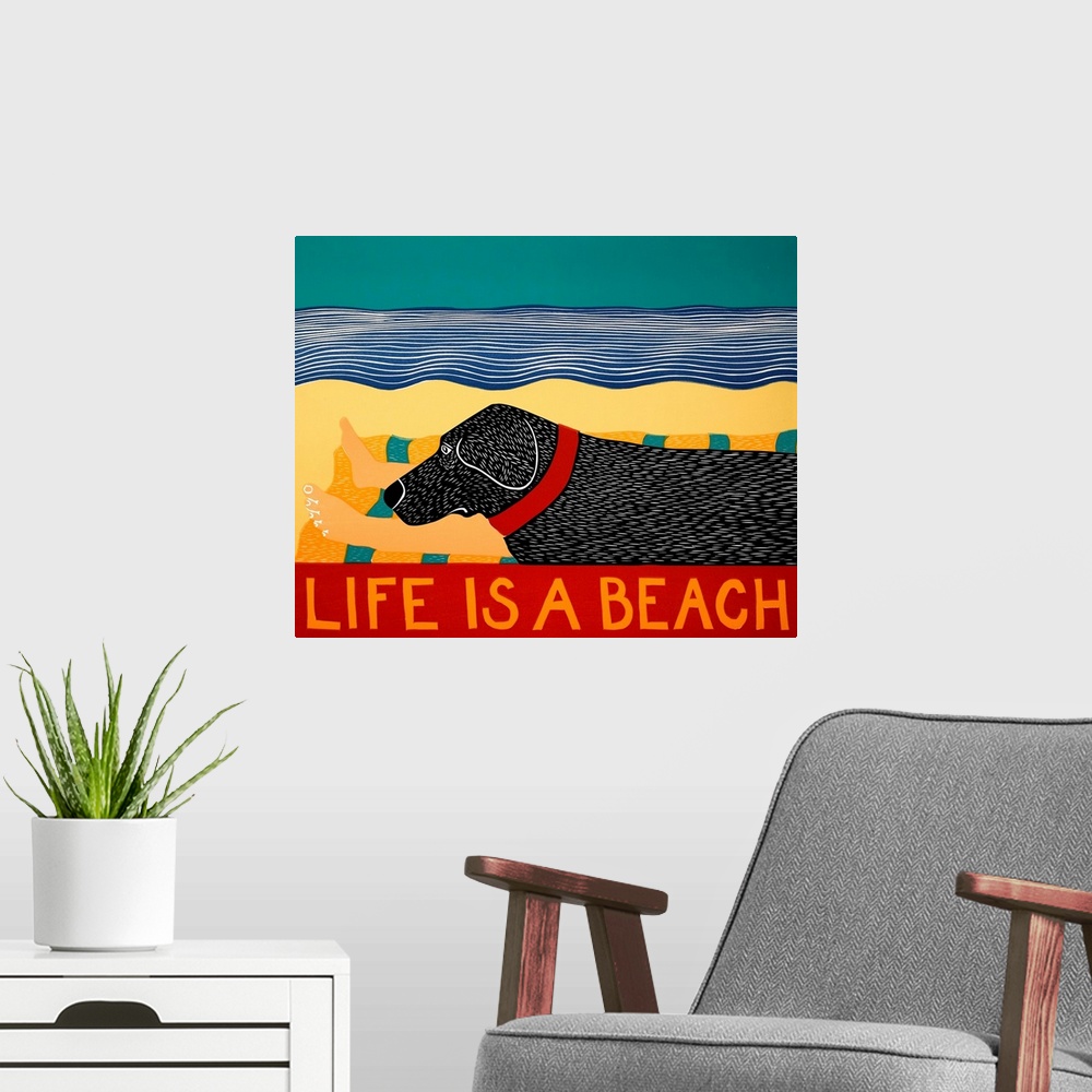 A modern room featuring Life Is A Beach Black