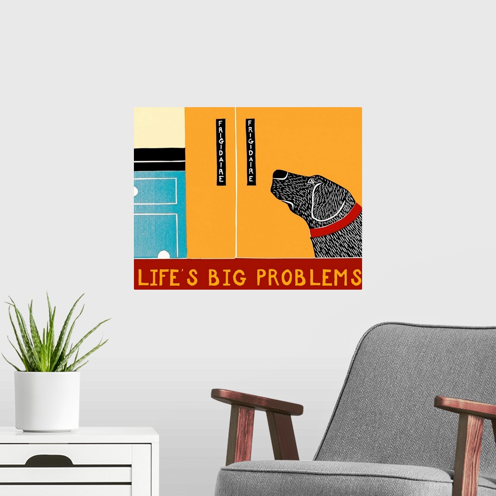 A modern room featuring Life's Big Problems Banner