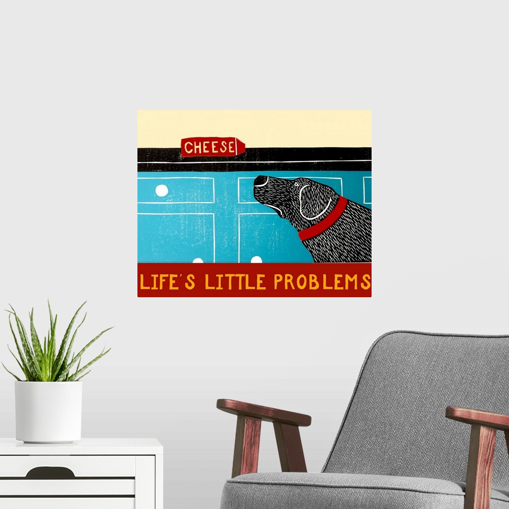 A modern room featuring Life's Little Problems Banner