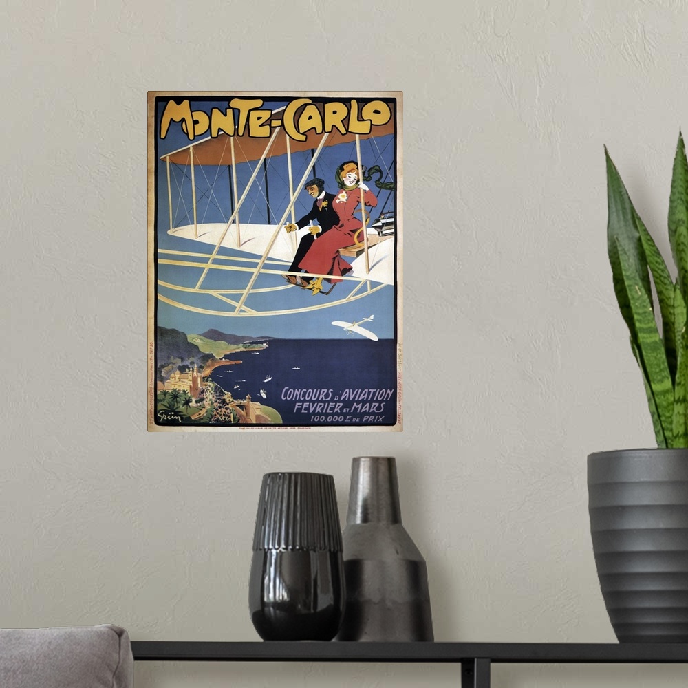 A modern room featuring Monte Carlo Aviation Tours - Vintage Advertisement