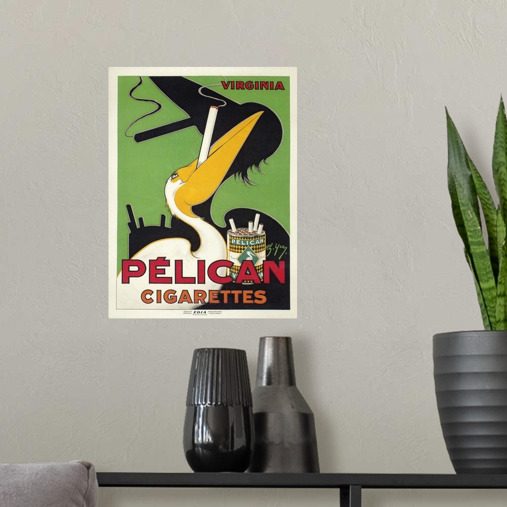 A modern room featuring Pelican - Vintage Cigarette Advertisement