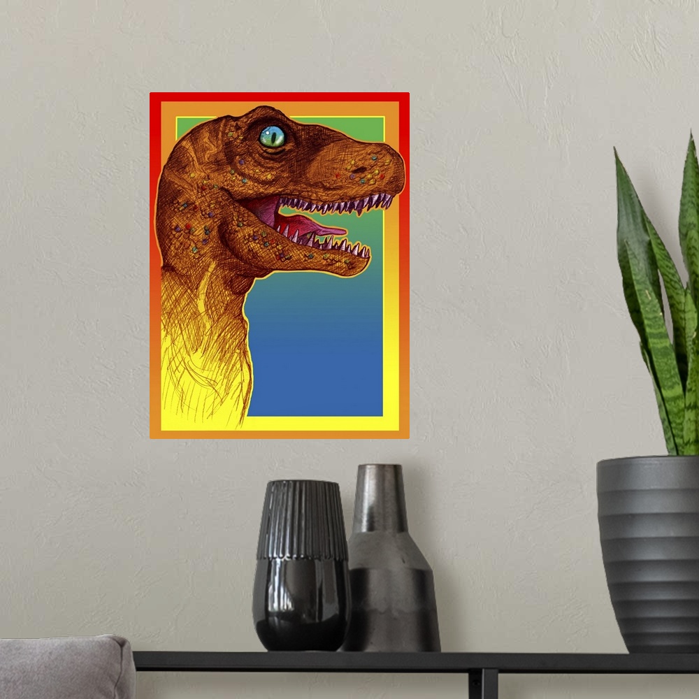 A modern room featuring Pop Art Dinosaur III