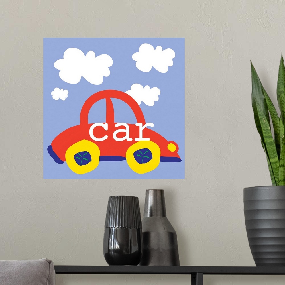 A modern room featuring car