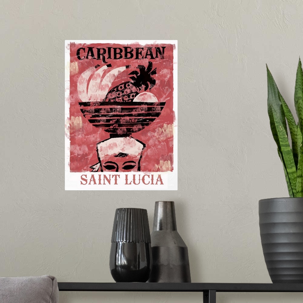 A modern room featuring Saint Lucia - Vintage Travel Advertisement