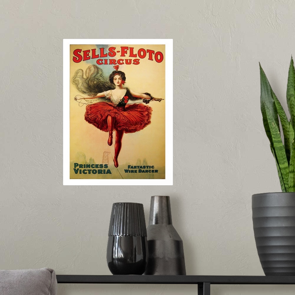 A modern room featuring Sells-Floto Circus - Vintage Entertainment Advertisement