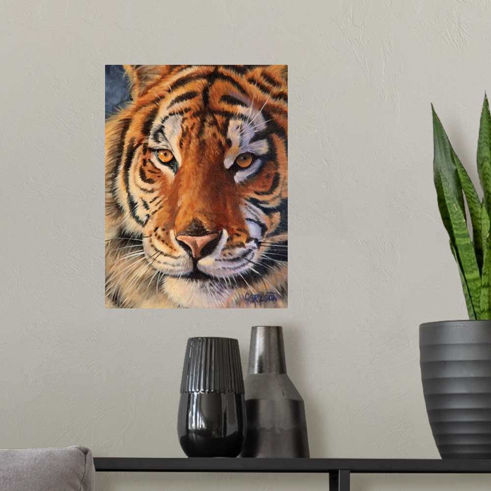 A modern room featuring tiger