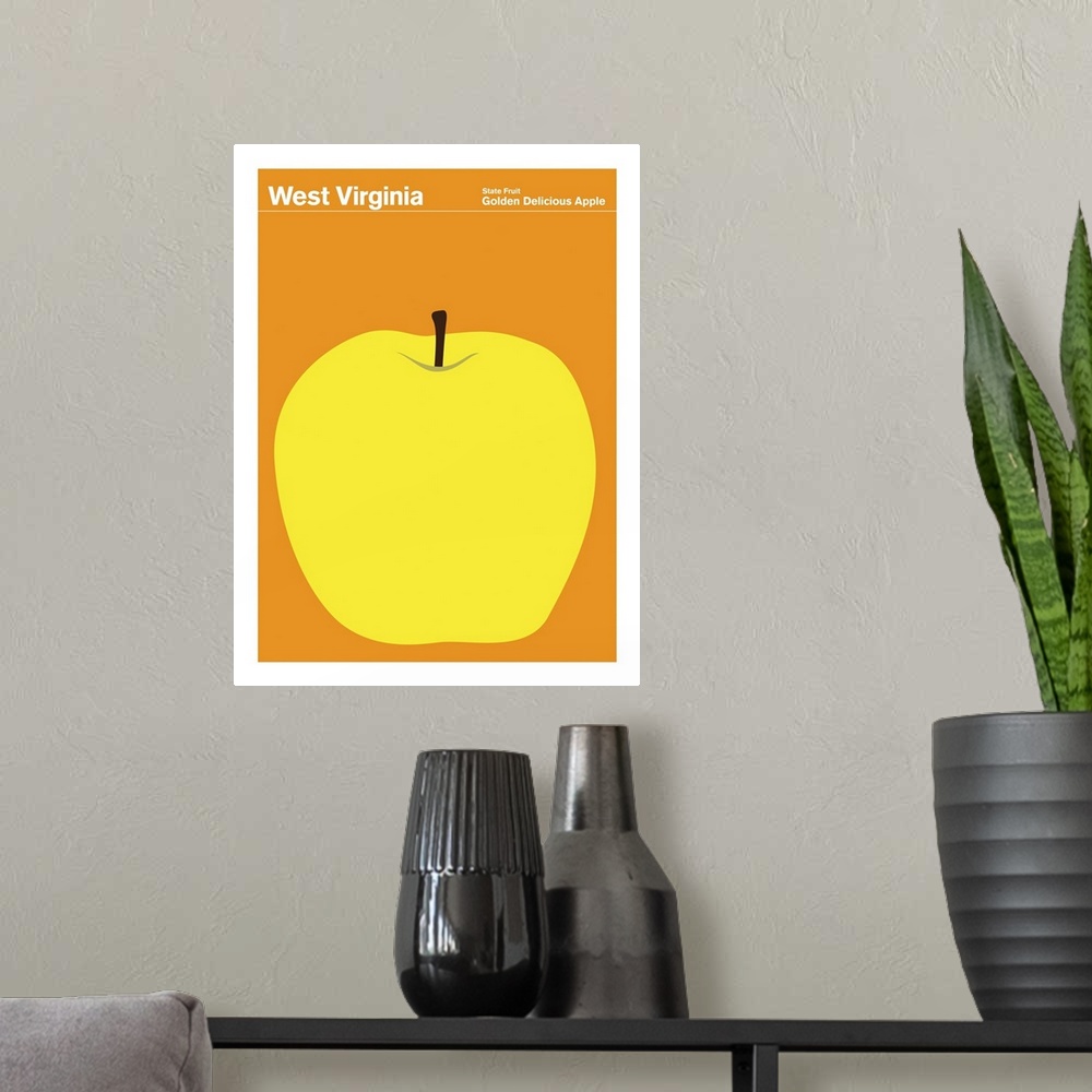 A modern room featuring State Posters - West Virginia State Fruit: Golden Delicious Apple