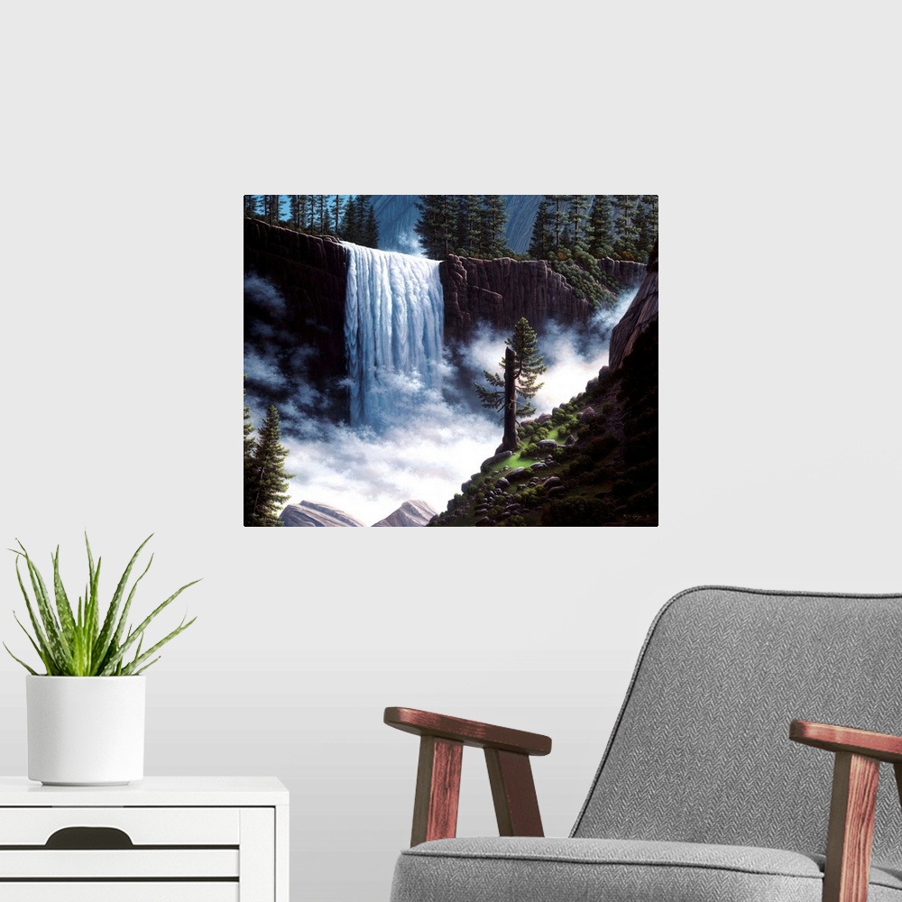 A modern room featuring Waterfalls in Yosemite National Park.