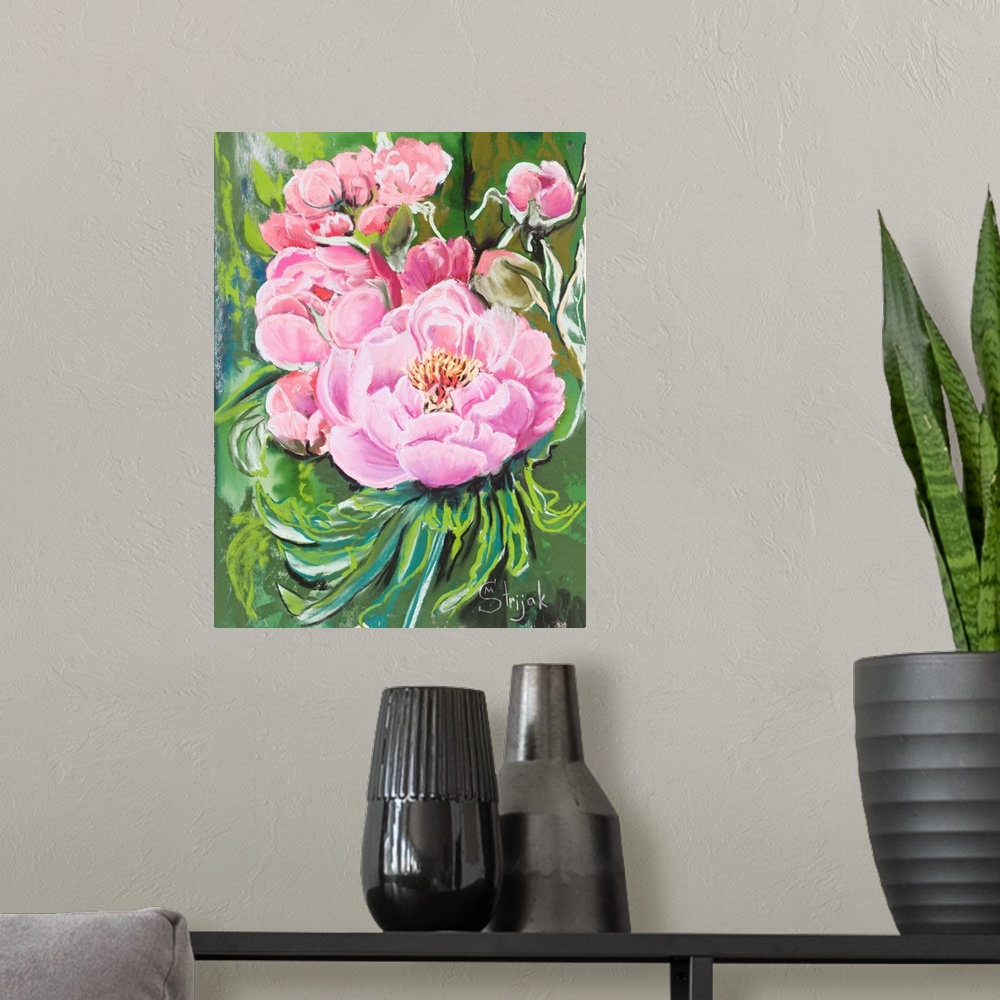 A modern room featuring Pink Peonies