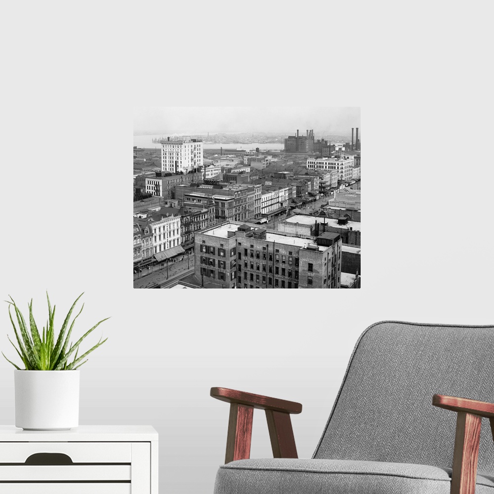 A modern room featuring Vintage photograph of Panorama of New Orleans, Louisiana