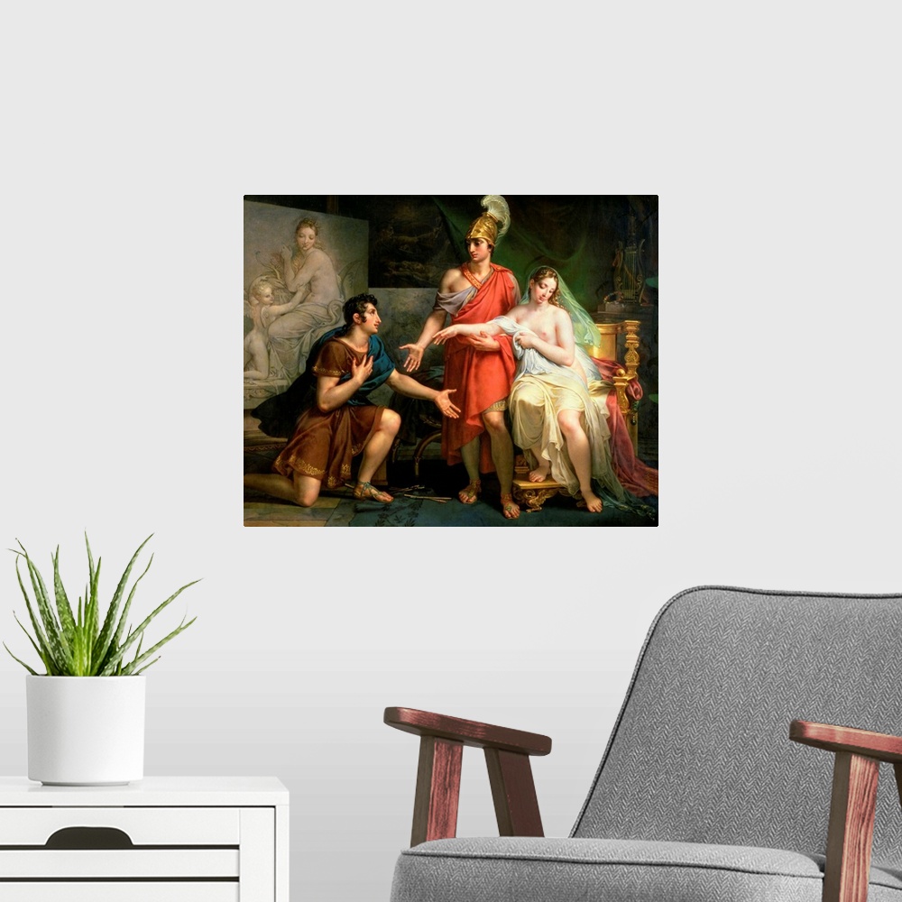 A modern room featuring XNS155518 Alexander the Great (356-323 BC) Hands Over Campaspe to Apelles, 1822 (oil on canvas); ...