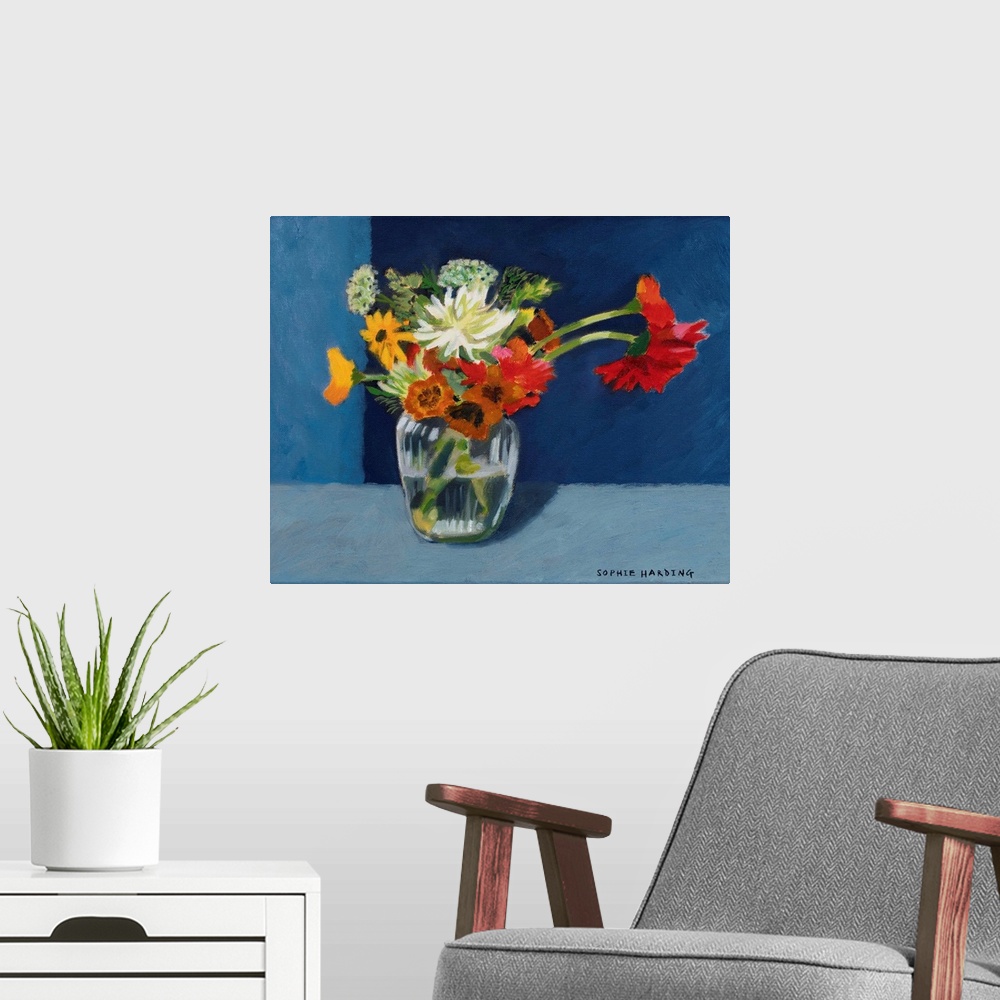 A modern room featuring August Flowers