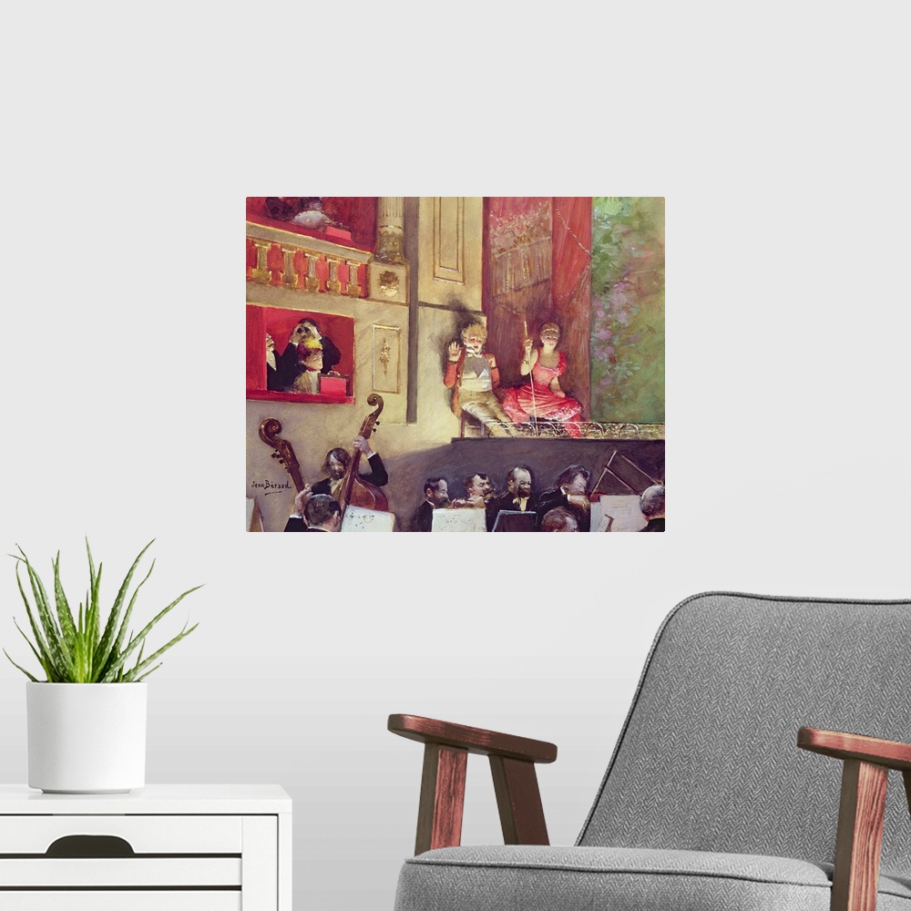 A modern room featuring BAL72036 Cafe Concert (gouache)  by Beraud, Jean (1849-1935); gouache on paper; 32.5x41 cm; Galer...