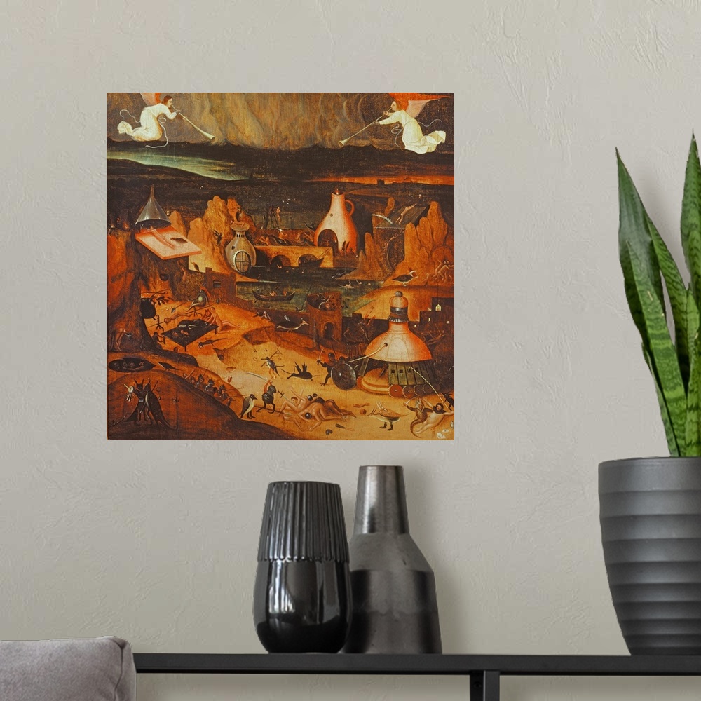 A modern room featuring Hell (oil on canvas)