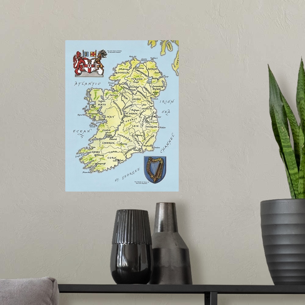 A modern room featuring Map of Ireland