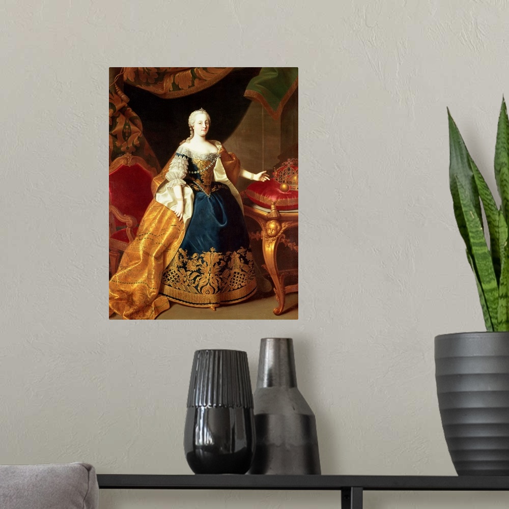 A modern room featuring Portrait of the Empress Maria Theresa of Austria