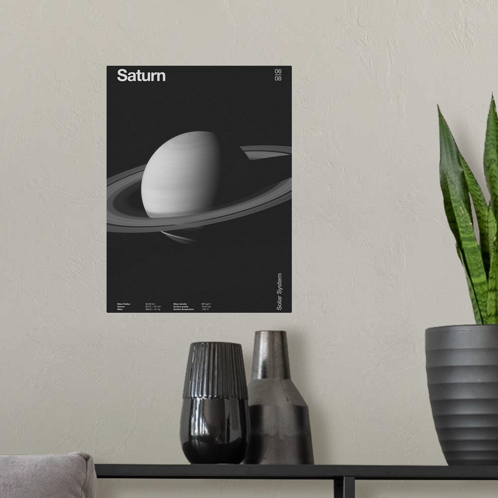 A modern room featuring Saturn: Minimal Planets Datas, 2023