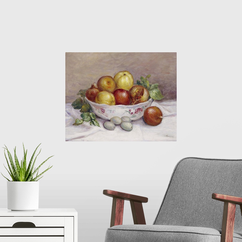 A modern room featuring Still Life With A Pomegranate