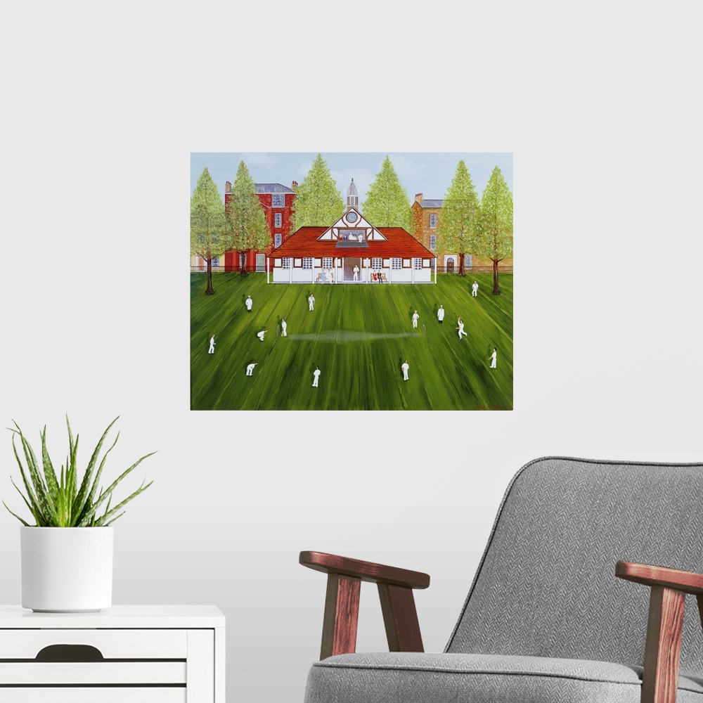 A modern room featuring The Cricket Match