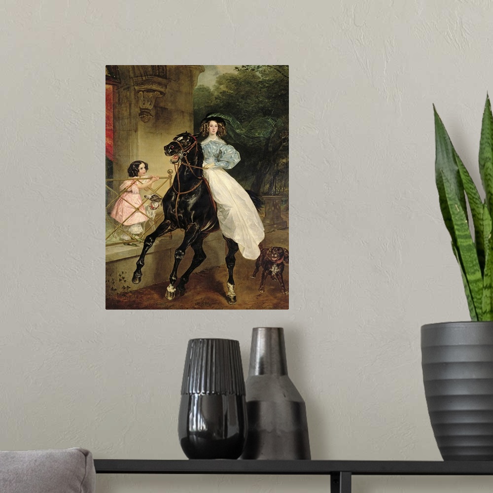 A modern room featuring BAL56611 The Horsewoman, Portrait of Giovanina and Amacilia Paccini, wards of Countess Samoilova,...
