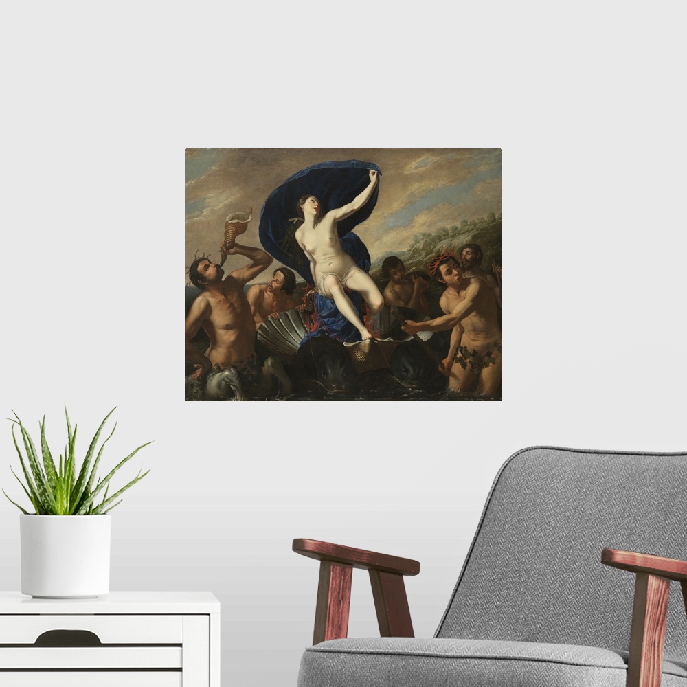 A modern room featuring The Triumph of Galatea. Originally oil on canvas.