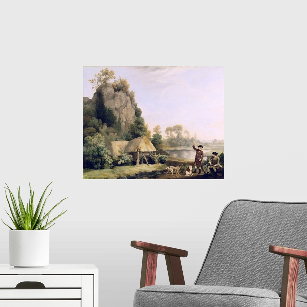 A modern room featuring Two Gentlemen Going a Shooting, with a View of Creswell Crags, Taken on the Spot