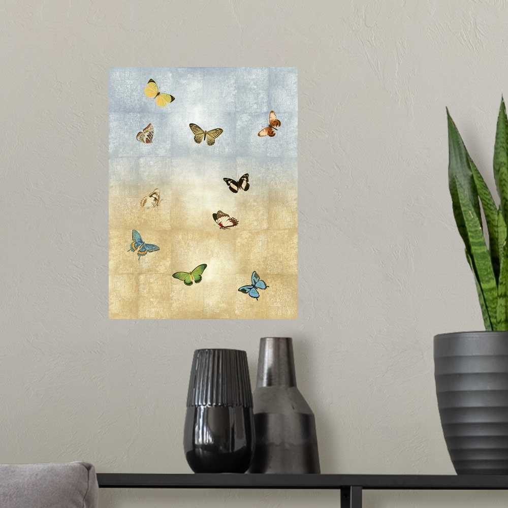 A modern room featuring Butterflies Meet Up II
