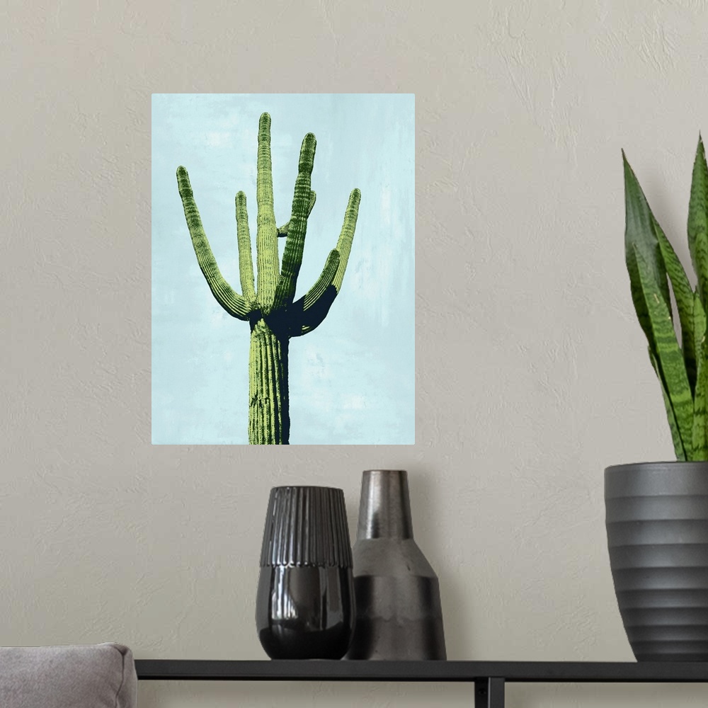 A modern room featuring Cactus on Blue III
