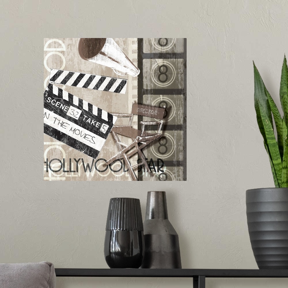 A modern room featuring A movie theme design with text "Hollywood Star."