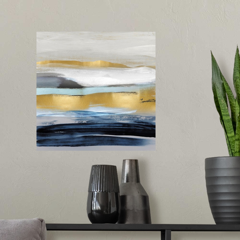 A modern room featuring Abstract Landscape IV BG